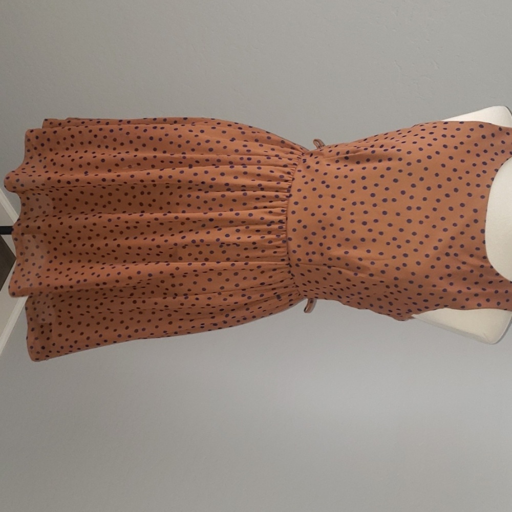 Brown w/ navy blue poke a dot dress